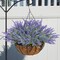 Artificial Faux Outdoor Hanging Flowers Plants Basket for Porch Spring Decoration, 12 Bundlies Fake UV Resistant Lavender with Coconut Lining Baskets for Home Patio Balcony Yard